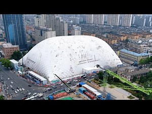"Largest inflatable dome in the world" covers construction site in China