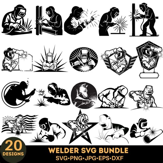 Welder Design Bundle | Welding Silhouette Clipart Set | 20 Designs | PNG JPG SVG Eps Dxf | Digital Download - Etsy