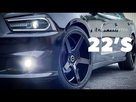 22 INCH STRADA PERFETTO RIMS ON DODGE CHARGER AFTER I CRACKED LAST SET