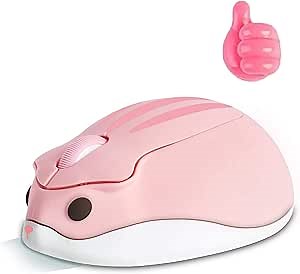 elec Space Cute Animal Hamster Shape Wireless Mouse - Silent, 3-Button Design for Laptop & PC; Includes Random Color Cable Clip - Perfect Computer MousePink