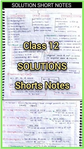 class 12 solutions short notes। class12 chemistry chapter 1। hand written notes #shorts #classnotes