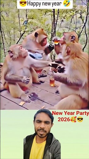 New Year Party Monkey 2026🔥😎 I#funny #newyear #newyearparty #viral #monkey #shorts