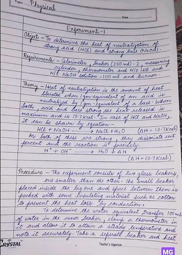 To determine the heat of neutralization of HCl and NaOH. | B.Sc 2nd year #bsc #chemistry #practical