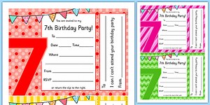 7th Birthday Party Invitations