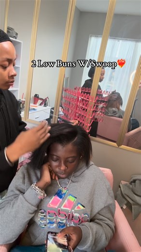 ./LaidbyLaii on Instagram: "2 low buns w/swoop❤️‍🔥❤️‍🔥❤️‍🔥 #laidbylaii #southbendindiana #explorepage✨ #ponytail"