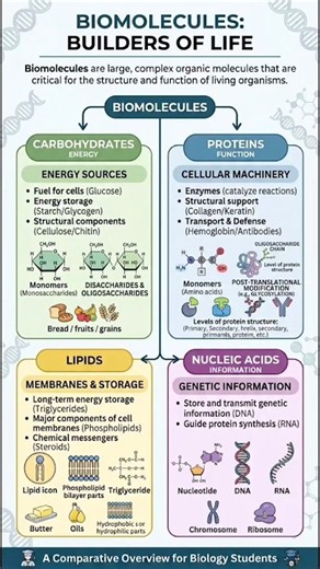 🧬 4 Molecules That Make Life Possible #medicalbiochemistry #biomolecules