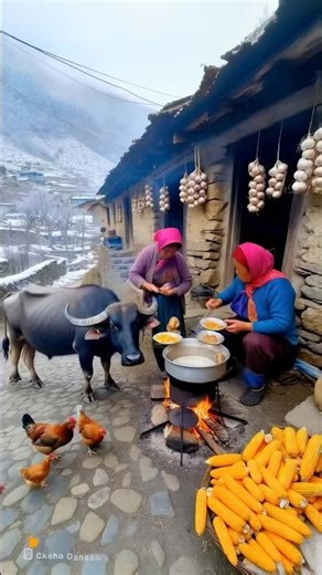 Village Cooking Over Fire | Simple Life in the Mountains