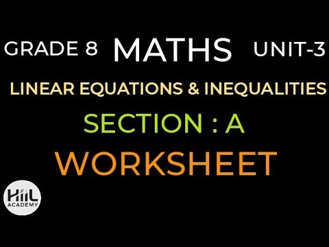 Grade 8 Maths | Unit 3: Linear Equations & Inequalities | Solved Worksheet