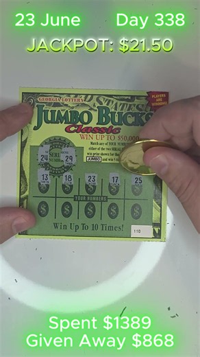 $21.50 JACKPOT - SCRATCH OFF LOTTERY #challenge #winner