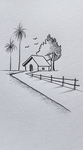 179K views · 1K reactions | First landscape drawing using pencil shades #pencilshading #drawing #housedrawing | Md. Takbir Hossain | Facebook