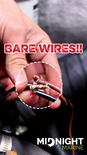 🔥 This is how boat fires start… Okay maybe not every time… but bare wires in a boat are never a good sign. Between moisture, vibration, and corrosion, exposed wiring can cause electrical failures fast. What starts as a small wiring issue can turn into major electrical problems later. In this video we show why proper wiring protection matters and what to watch for. 🛠 If your boat has mystery electrical issues, flickering gauges, or accessories that randomly stop working… Midnight Marine can tra