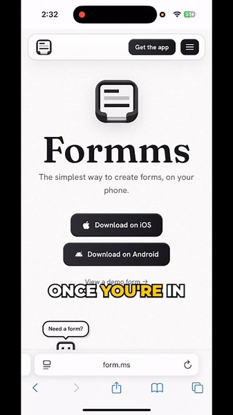AI form builder demo, creating an online form by chatting with AI