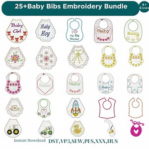 Baby Bibs Machine Embroidery Design Bundle Cute Baby Bibs Embroidery Baby Bibs With Girl Embroidery All Formats 3  Sizes Instant Download - Etsy