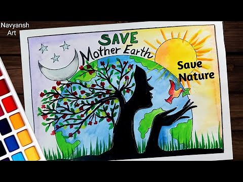 Save Mother Earth drawing / World Earth Day poster drawing / How to draw Save Earth creative drawing