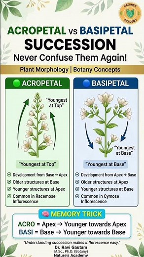 Acropetal & Basipetal Succession (Botany Concept)