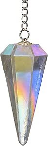 Amazing Gemstone Angel Aura Quartz Crystal Pendulum for Divination - Certified Dowsing Crystals and Healing Stones for Chakra Balancing and Meditation - Enhance Reiki Spiritual Growth