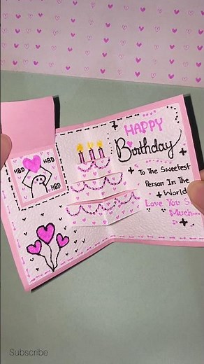 Easy and cute Birthday card pink edition✨🩷 #shorts #viral #birthday