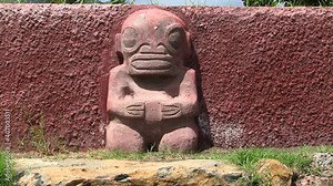 Detail of a Tiki Stone Statue bas-relief, Taiohae, Nuku Hiva, Marquesas Islands.