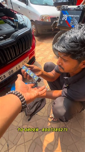 Prime Auto Sales on Instagram: "🥵 4 DIAMOND Very expensive ONE, No way this time it’s my turn to fire this night OK trying his best to fit that but somehow he get disturbed All-new Škoda in a stunning red & black combo ❤️🖤 — pure class on wheels! . . . . . . We fitted 4 LED multicolour fog lights from LIUHJG, giving insane brightness, sharp focus, and a crystal-clear road view at night. Just look at the glow! 🔥✨ . . . . . . ( Škoda, modified cars, modified Škoda, car accessories, car accessor