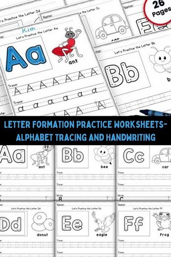 Letter Formation Practice Worksheets Alphabet Tracing and Handwriting