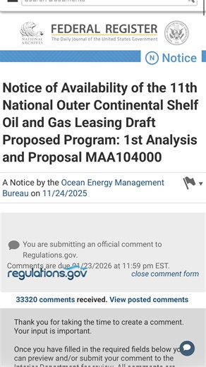 Dr. Tracy Fanara on Instagram: "We all agree, now let them know. Florida, say no to offshore drilling. https://www.federalregister.gov/documents/2025/11/24/2025-20760/notice-of-availability-of-the-11th-national-outer-continental-shelf-oil-and-gas-leasing-draft#open-comment"