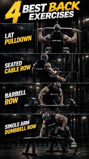 4 Best Back Exercises for a Bigger Back 💪🔥 #gym #gymmotivation #backworkout #backexercise