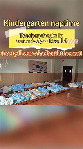 Kindergarten nap time: teacher checks in tentatively…Result? All were obedient little ones!#funnyvideos #kindergarten #preschool #cute #fyp