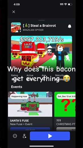 Why this bacon gets everything 😭 #roblox#memes#edit#stealabrainrot#viral#bacon#trending#shorts