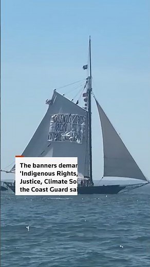 Ship removed from NYC July 4 parade over banners