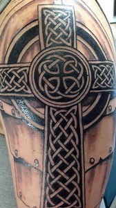 13 reactions | Celtic Cross with Armor Done by Chet | Sting Chettoos Tattoo Studio | Facebook
