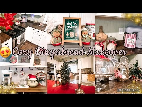 Gingerbread Farmhouse Kitchen Makeover + Grinch Coffee Bar | Cozy Christmas Decor 2025🎄🍬💚