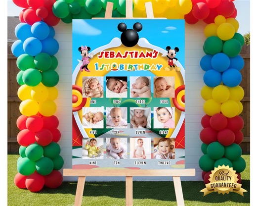 Mickey Mouse Clubhouse Milestone Sign, Club House Milestone Poster, Mickey Birthday Milestone Banner, Party Sign, Milestone Sign MC1 - Etsy Australia