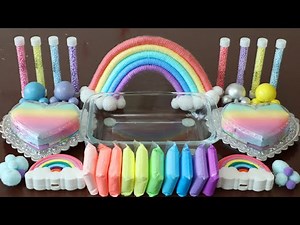 Mixing”Rainbow” Eyeshadow and Makeup,parts,glitter Into Slime!Satisfying Slime Video!★ASMR★