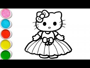 How to draw cute Hello Kitty Drawing Painting Colouring for kids Toddlers Easy step by step Drawing.