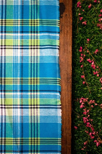 Madras Fabric: Caribbean Turquoise Blue Plaid Cotton, Sold by the Yard - Etsy