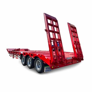 [Hot Item] 3/4 Axle 60-120 Tons Low Bed Trailer Low Boy Trailer Lowbed Loader Semi Truck Trailers Lowboy Hydraulic Extendable Gooseneck