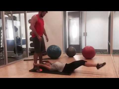 Partner Lying Leg Raise With Throw Down - Partner workout for abs