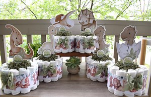 Boho Dinosaur Mini Diaper Cake Set Baby Shower, Neutral Dinosaur Centerpieces Decorations, Boy Room Nursery Decor, New Mom Gifts - S0002 - Etsy