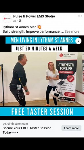 Men of Lytham This is for you! Tone Up, Get Stronger, No gym, 1 to 1 Instruction. Book a FREE Electro Muscle Stimulation session today pulseandpower.co.uk 💪 | Pulse & Power EMS Studio