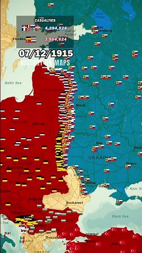 World War I Eastern Front (1914-1917) in 1 minute using Map