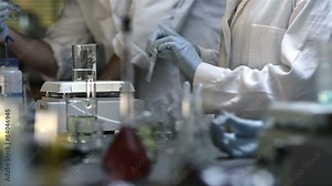 Close up of experiments being conducted in a chemistry lab