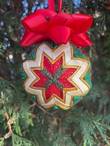 Cottage Holiday Quilted Ribbon Ball Ornament - Etsy UK