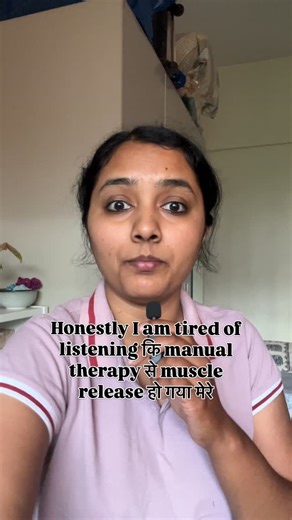 Pratiksha Dugam| Physiotherapy| Health on Instagram: "Manual Therapy is an umbrella term- for many manual techniques used (Here- Trigger point Therapy) Manual therapy helps, but not primarily through mechanical tissue “release.” Current evidence may indicate its effects are more neurophysiological rather than structural permanent changes. Manual stimuli (touch, pressure, joint movement) can: 1. modulate pain at spinal and supraspinal levels 2. activate descending inhibitory pathways 3. reduce pr