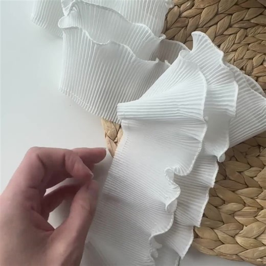 White Pleated Ruffle Lace Trim: Double Layer Tulle, 3.5 Inch - Etsy