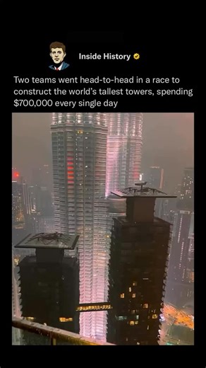 Two rival teams raced to complete the world’s tallest towers—facing a staggering $700,000 penalty for each day of delay! The Petronas Twin Towers in Kuala Lumpur were so ambitious that the Malaysian government hired two separate construction firms—one Japanese, one South Korean—to build a tower each simultaneously. To ensure the project stayed on schedule, strict penalties were enforced, turning the build into a high-stakes contest of speed and precision. The result: a record-breaking architectu