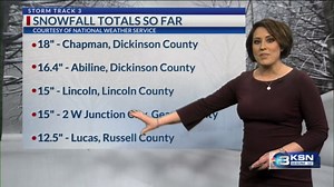 Highest snowfall totals from Kansas blizzard