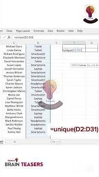 “Excel Shortcut! Count Product Sales Automatically Using UNIQUE & COUNTIF || Trendly Brain Teasers "