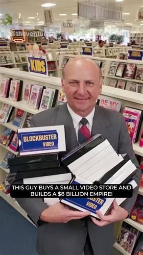 This guy buys a small video store and builds a $5B rental empire! 📼💰 Wayne Huizenga spots Blockbuster in 1987—just 8 stores in Dallas. He buys it for $25M, seeing gold in a fragmented $7B video rental market. While others play it safe, Wayne goes on an acquisition spree, rolling up hundreds of rivals and turning Blockbuster into a household name. ✓ Buys up competitors like Erol’s and Ritz, scaling to 4,500 stores by 1994 ✓ Rakes in $2.4B revenue and $785M profit—$800M a year just from late fee