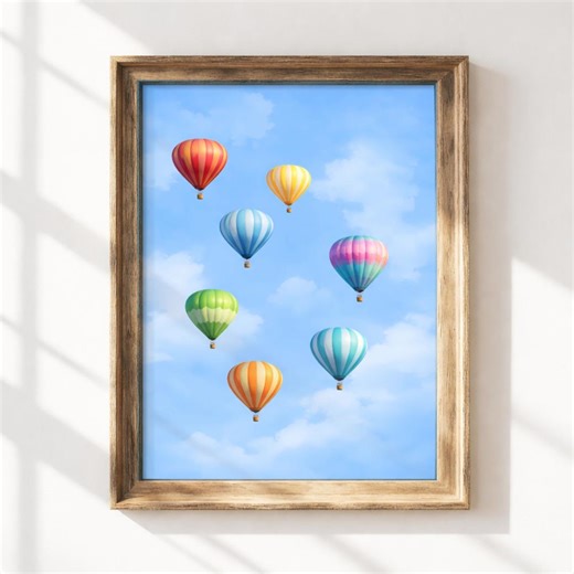 Hot Air Balloon Nursery Art, Colorful Sky Clouds Print (digital Download) - Etsy