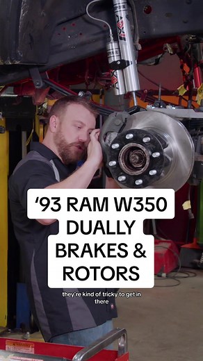 Anytime you’re adding HP to your project, it’s always a good idea to up the braking power as well. Joel from Music City Trucks is giving our ’93 Ram W350 a big brake upgrade with @PowerStop Brakes Z36 carbon fiber ceramic-coated pads and new rotors to put a little more “whoa” in ‘Project Nightshift’s go. #dodgeram #dodge #diesel #power #powerstopbrakes #dually #trucks #trucksoftiktok #fyp #trucktok #trucklife #w350 #powernation #engine #tv #shop
